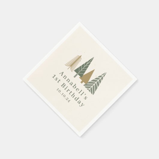 Winter verjaardagsfeestje servet (Hoek)