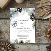 Winter verloving waterverf besneeuwde dennen sjabl kaart