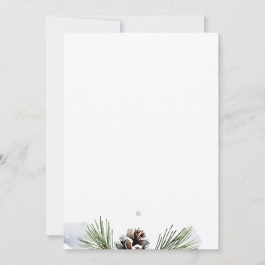 Winter verloving waterverf besneeuwde dennen sjabl kaart (Achterkant)