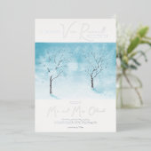 Winter Vernieuwing van Geloften Zilver Folie Uitnodiging (Staand Voorkant)