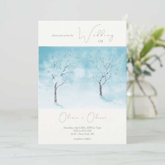 Winter Versheid Bruiloft Kaart (Staand voorkant)