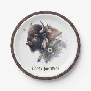 Winter Vibes American Buffalo - Verjaardag Papieren Bordje
