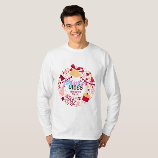 Winter Vibes Basic T-shirt met lange mouwen (Voorkant volledig)