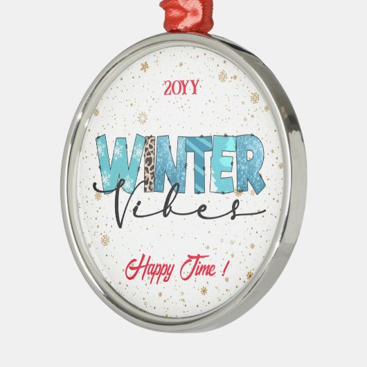 Winter Vibes Customize Metalen Ornament (Links)