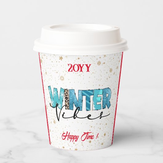Winter Vibes Customize Papieren Bekers (Voorkant)