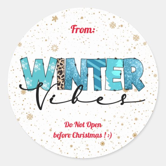 Winter Vibes Customize Ronde Sticker (Voorkant)