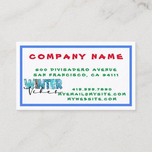 Winter Vibes Customize Visitekaartje (Achterkant)