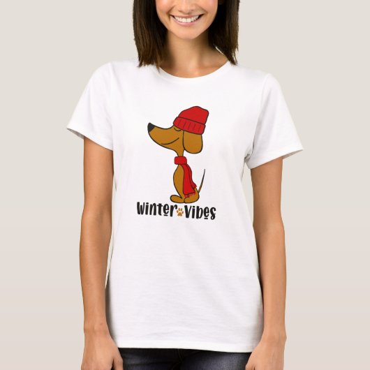 Winter Vibes Dachshund T-Shirt (Voorkant)
