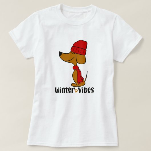 Winter Vibes Daschund T-Shirt (Design voorkant)