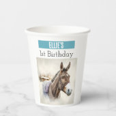 Winter vibes Donkey - 1e verjaardag - Papieren Bekers (Voorkant)