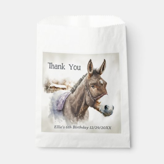 Winter vibes Donkey - Verjaardagsfeest - Bedankzakje (Voorkant)