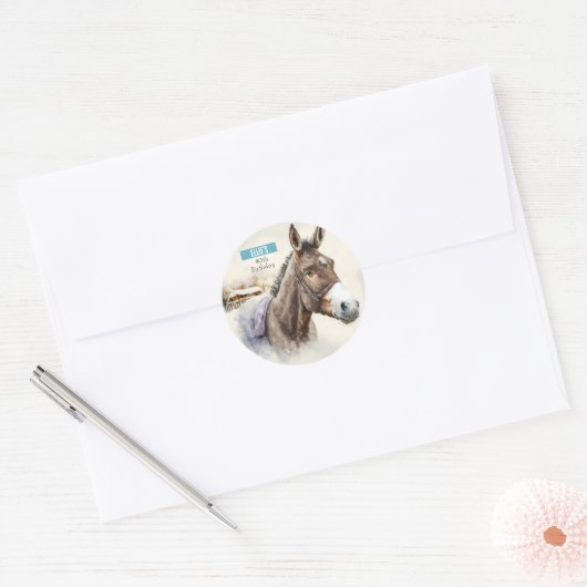 Winter vibes Donkey - Verjaardagsfeest - Ronde Sticker (Envelop)