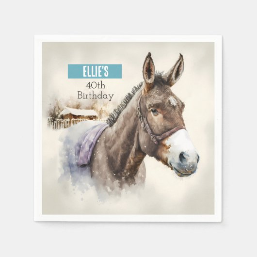Winter vibes Donkey - Verjaardagsfeest - Servet (Voorkant)