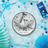 Winter Vibes Horse - Verjaardag Papieren Bordje (Feest)