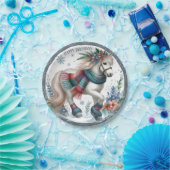 Winter Vibes Horse - Verjaardag Papieren Bordje (Feest)