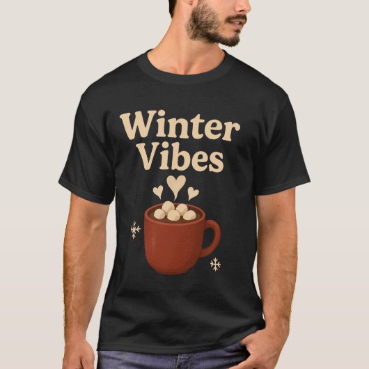 Winter Vibes Hot Chocolate Mok Design T-shirt (Voorkant)