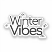 Winter Vibes - Minimalistische Sneeuwvlok en Berg Sticker (Voorkant)