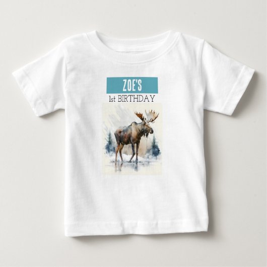 Winter Vibes Moose - 1e verjaardag T-shirt (Voorkant)