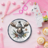 Winter Vibes Moose - Verjaardag Papieren Bordje (Feest)