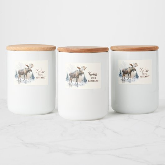Winter Vibes Moose - Verjaardag Voedselcontainer Etiket (Flessen)