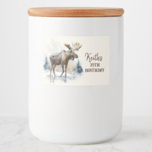 Winter Vibes Moose - Verjaardag Voedselcontainer Etiket