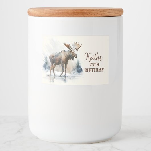 Winter Vibes Moose - Verjaardag Voedselcontainer Etiket (Voorkant)