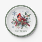 Winter Vibes Northern Cardinal - Verjaardag Papieren Bordje (Voorkant)