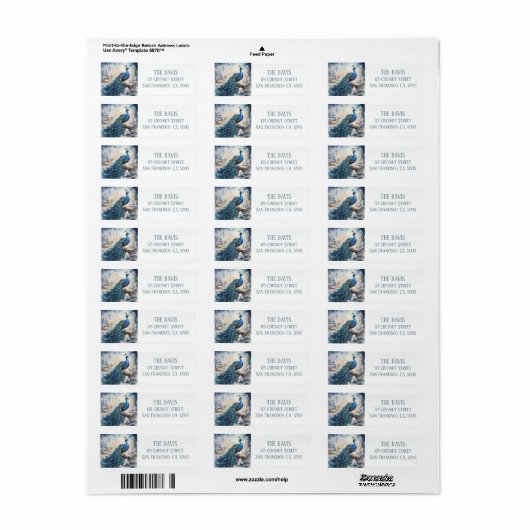 Winter Vibes Peacock - Retouradres Etiket (Full Sheet)