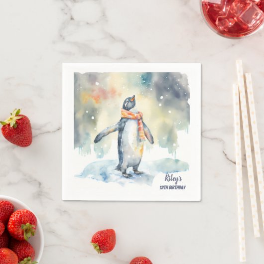 Winter vibes Pinguïn Sneeuw - Verjaardagsfeest - Servet (Insitu)