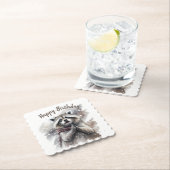 Winter vibes Raccoon - Verjaardagsfeest - Kartonnen Onderzetters (Insitu)