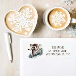 Winter Vibes Rocky Mountain Bighorn Sheep - Terug Etiket