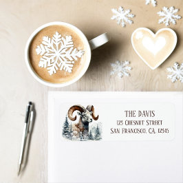 Winter Vibes Rocky Mountain Bighorn Sheep - Terug Etiket