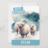 Winter vibes Schaap Verjaardag Kaart (Voorkant)