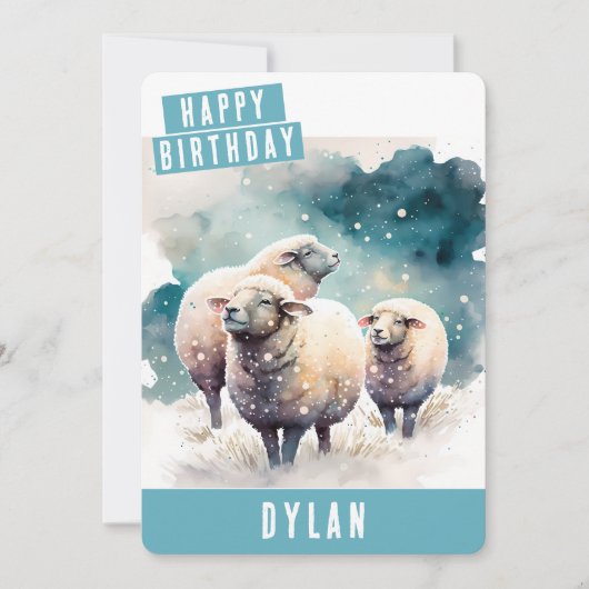 Winter vibes Schaap Verjaardag Kaart (Voorkant)
