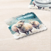 Winter vibes schapen - Verjaardagsfeest - Kartonnen Onderzetters (Gebogen)