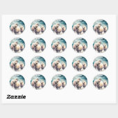 Winter vibes schapen - Verjaardagsfeest - Ronde Sticker (Vel)