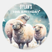 Winter vibes schapen - Verjaardagsfeest - Ronde Sticker (Voorkant)