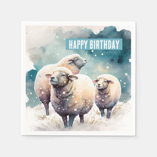 Winter vibes schapen - Verjaardagsfeest - Servet (Voorkant)