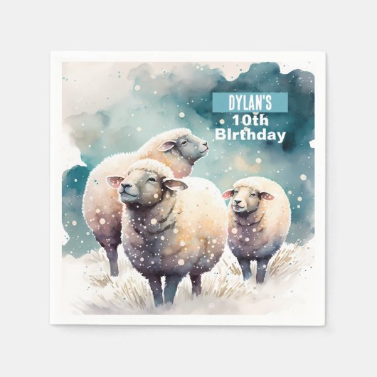 Winter vibes schapen - Verjaardagsfeest - Servet (Voorkant)