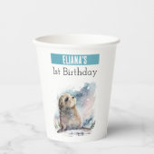 Winter vibes Seal - 1e verjaardag - Papieren Bekers (Voorkant)