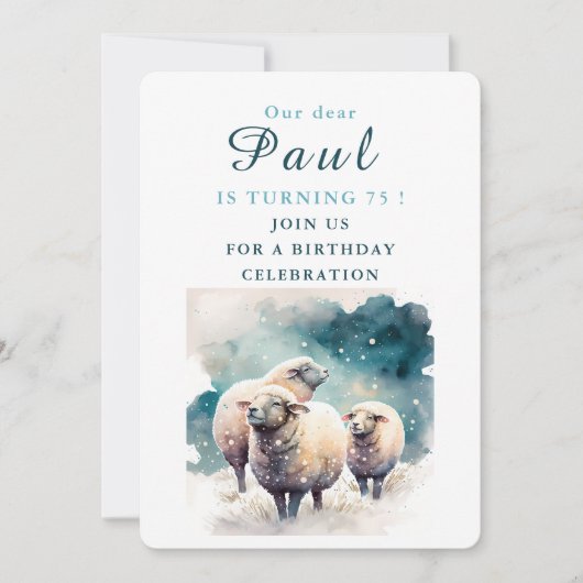 Winter vibes Sheep - Verjaardagsuitnodiging Kaart (Voorkant)