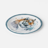 Winter Vibes Snowy Landschap Tiger Verjaardag Papieren Bordje (Gekanteld)