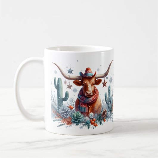 Winter Vibes Texas Longhorn - Koffiemok (Links)