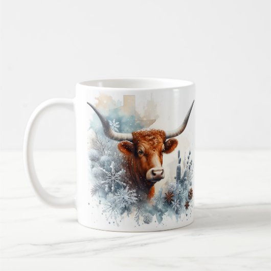 Winter Vibes Texas Longhorn - Koffiemok (Links)