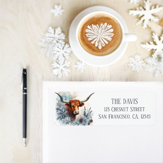 Winter Vibes Texas Longhorn - Retouradres Etiket