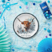 Winter Vibes Texas Longhorn Verjaardag Papieren Bordje (Feest)