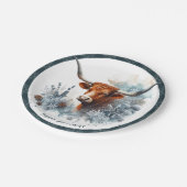 Winter Vibes Texas Longhorn Verjaardag Papieren Bordje (Gekanteld)