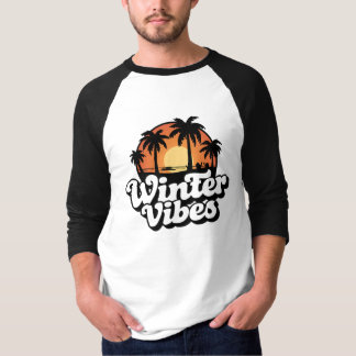Winter Vibes Tropische Zonsondergang Palmboom Retr T-shirt