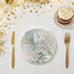 Winter vibes Uil - Verjaardagsfeest - Papieren Bordje