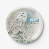 Winter vibes Uil - Verjaardagsfeest - Papieren Bordje (Voorkant)